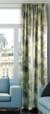 Gardine Vorhang Dekoschal *bis 350 cm lang*Kräuselband* Satin bedruckt,grün*